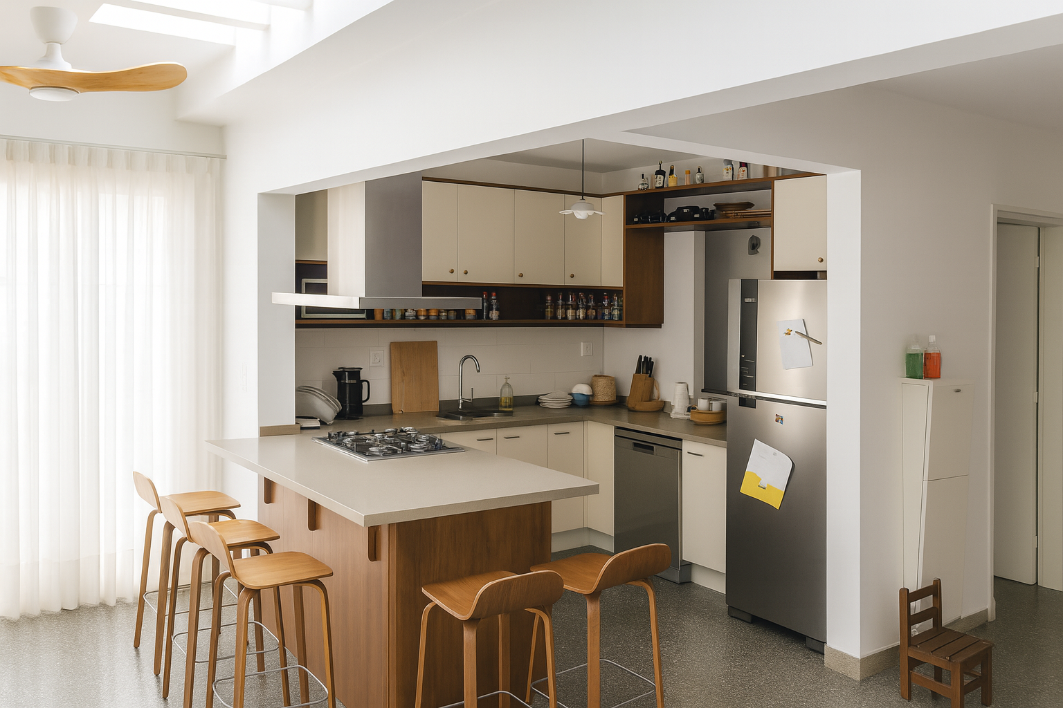 Cocina con isla reformada por Dr. House